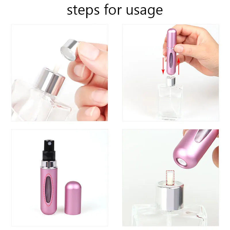 Portable Travel 5ml Bottom Charge Perfume Refillable Bottle Liquid Container For Cosmetics Spray Bottling Dispenser Press Head